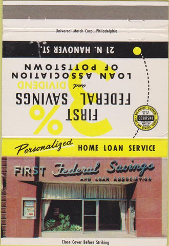 Matchbook Cover - First Federal Savings Pottstown PA 40 Strike