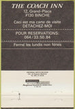 Matchbook Cover - The Coach RestaurantBelgium 40 Strike