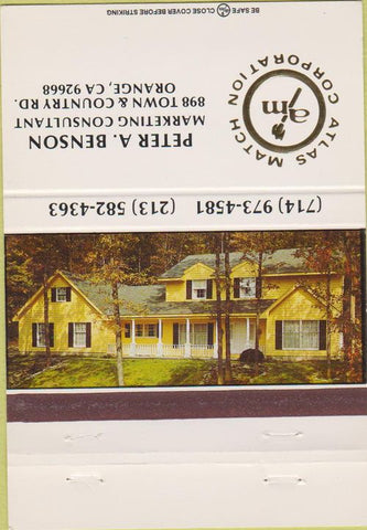 Matchbook Cover - Atlas Match Peter Benson Orange CA 40 Strike
