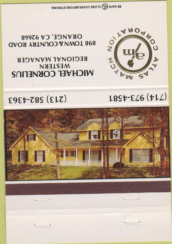 Matchbook Cover - Atlas Match Michael Cornelius Orange CA 40 Strike