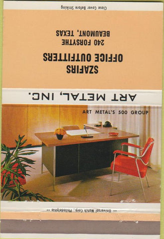 Matchbook Cover - Art Metal Office Furniture Szafirs Beaumont TX 40 Strike
