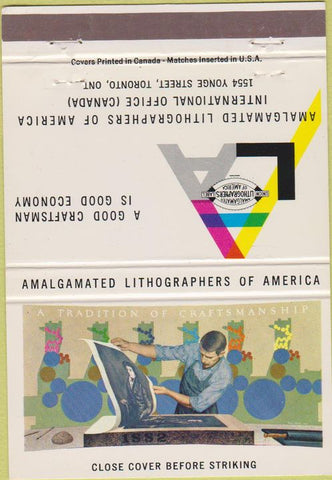 Matchbook Cover - Amalgamated Lithographers Toronto ON 40 Strike