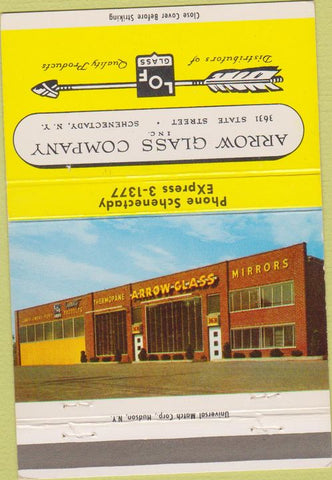 Matchbook Cover - Arrow Glass Co Schenectady NY 40 Strike