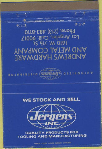 Matchbook Cover - Jergens Tooling Los Angeles CA 40 Strike