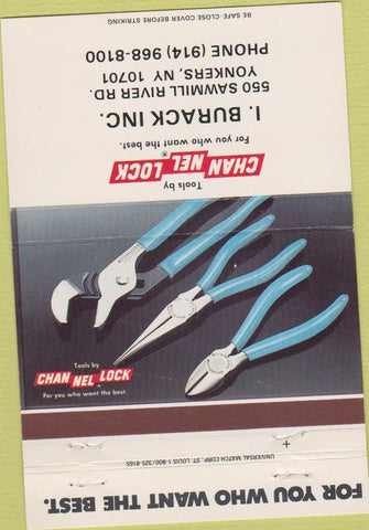 Matchbook Cover - Channel Lock Tools Yonkers NY 40 Strike