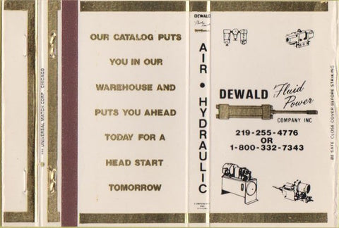 Matchbook Cover - Dewald Tools WEAR 40 Strike