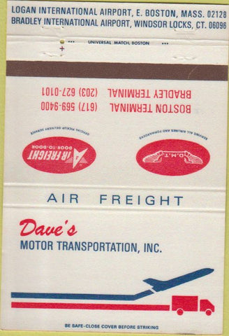 Matchbook Cover - Dave's Motor Transportation Windsor Locks CT Boston 40 Strike