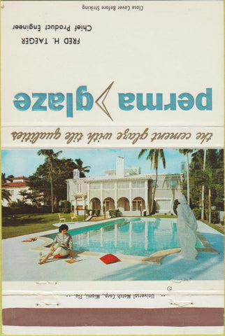 Matchbook Cover - Perma Glaze swimming pools girlie Miami FL 40 Strike
