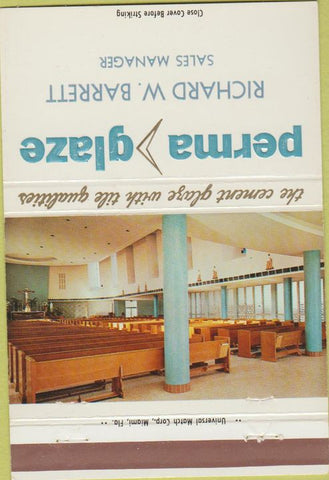 Matchbook Cover - Perma Glaze Miami FL cement glaze church Barrett 40 Strike