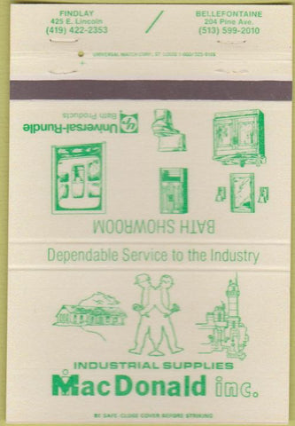 Matchbook Cover - MacDonald Industrial Supply Findlay OH 40 Strike