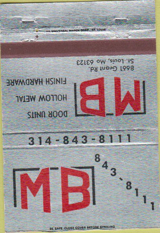Matchbook Cover - MB Door Units metal St Louis MO 40 Strike