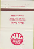 Matchbook Cover - Mac Tools David Smith Austell GA 40 Strike