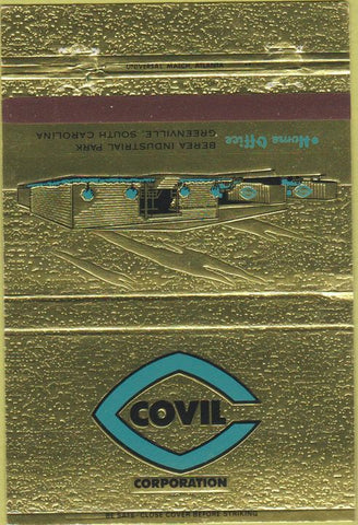 Matchbook Cover - Covil Corp Greenville SC building products 40 Strike