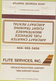 Matchbook Cover - Flite Service charter aircraft Atlanta GA 40 Strike