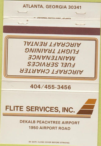 Matchbook Cover - Flite Service charter aircraft Atlanta GA 40 Strike