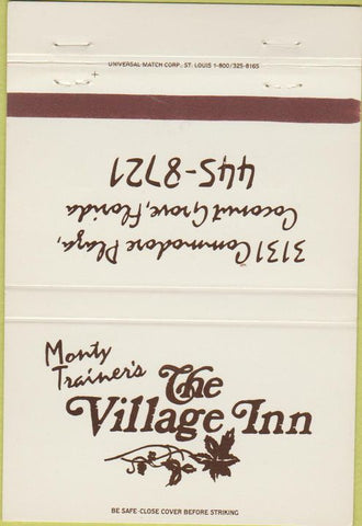 Matchbook Cover - Monty Trainer's Village Inn Coconut Grove FL 40 Strike
