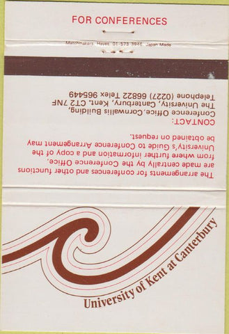 Matchbook Cover - University of Kent at Canterbury 40 Strike