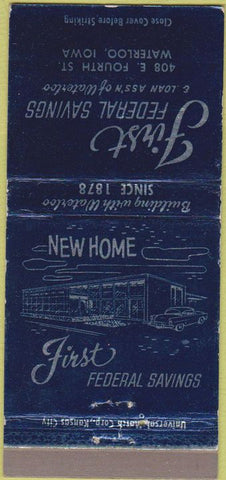 Matchbook Cover - First Federal savings Waterloo IA WEAR 30 Strike