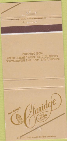 Matchbook Cover - The Claridge Hotel Casino Atlantic City NJ WEAR 30 Strike