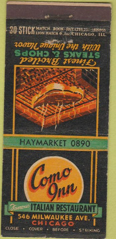 Matchbook Cover - Como Inn Chicago IL 30 Stick