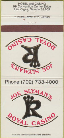 Matchbook Cover - Joe Slyman's royal Casino Las Vegas NV 30 Strike