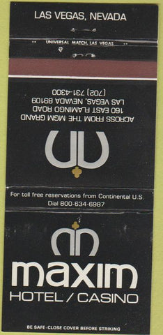 Matchbook Cover - Maxim Hotel Casino Las Vegas NV 30 Strike