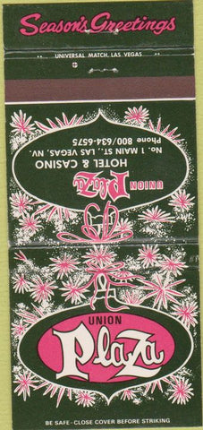 Matchbook Cover - Union Plaza Hotel Casino Las Vegas NV 30 Strike
