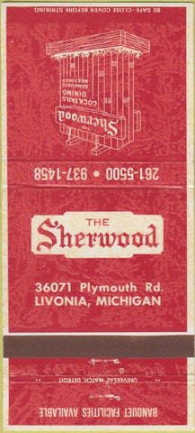 Matchbook Cover - The Sherwood Livonia MI 30 Strike
