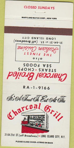 Matchbook Cover - Charcoal Grill Long Island City NY LI 30 Strike