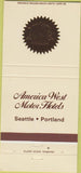 Matchbook Cover - American West Motor Hotels Portland Seattle 30 Strike