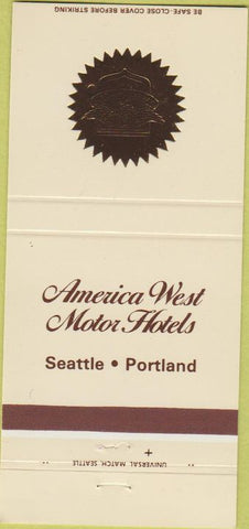 Matchbook Cover - American West Motor Hotels Portland Seattle 30 Strike