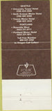 Matchbook Cover - American West Motor Hotels Portland Seattle 30 Strike