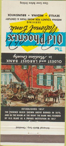 Matchbook Cover - Old Phoenix National Bank Seville Media Brunswick OH 30 Strike