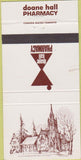 Matchbook Cover - Doane Hall Pharmacy Canada 30 Strike