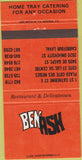 Matchbook Cover - Ben Ash Restaurant Montreal QC 30 Strike
