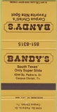 Matchbook Cover - Bandy's Corpus Christi TX WEAR 30 Strike