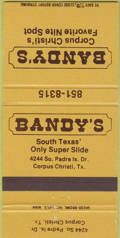 Matchbook Cover - Bandy's Corpus Christi TX WEAR 30 Strike