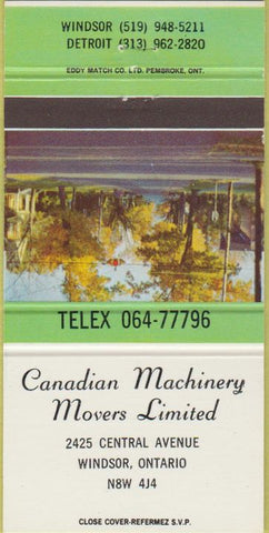 Matchbook Cover - Canadian Machinery Movers Windsor ON 30 Strike