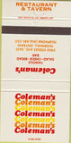 Matchbook Cover - Coleman's Restaurant Thornhill ON 30 Strike