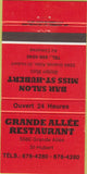 Matchbook Cover - Grande Allee Restaurant St Hubert QC 30 Strike