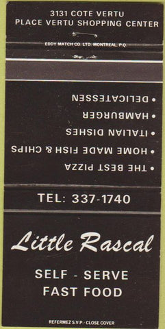 Matchbook Cover - Little Rascal Restaurant St Laurent QC 30 Strike