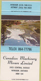 Matchbook Cover - Canadian Machinery Movers Windsor ON 30 Strike