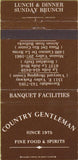 Matchbook Cover - Country Gentleman Restaurant Escondido CA 30 Strike