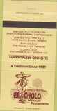 Matchbook Cover - El Cholo Mexican Food Los Angeles CA Orange 30 Strike