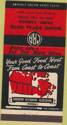Matchbook Cover - Mount Royal Hotel Banff BC 30 Strike