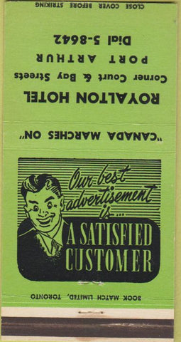 Matchbook Cover - Royalton Hotel Port Arthur ON 30 Strike
