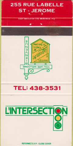 Matchbook Cover - L' Intersection St Jerome QC 30 Strike