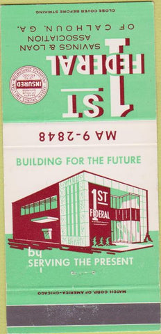Matchbook Cover - 1st Federal Savings Loan Calhoun GA 30 Strike