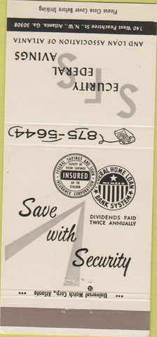 Matchbook Cover - Security Federal Savings Loan Atlanta GA 30 Strike