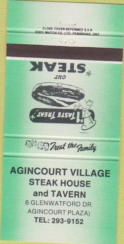Matchbook Cover - Agincourt Village Steak House Toronto ON 30 Strike